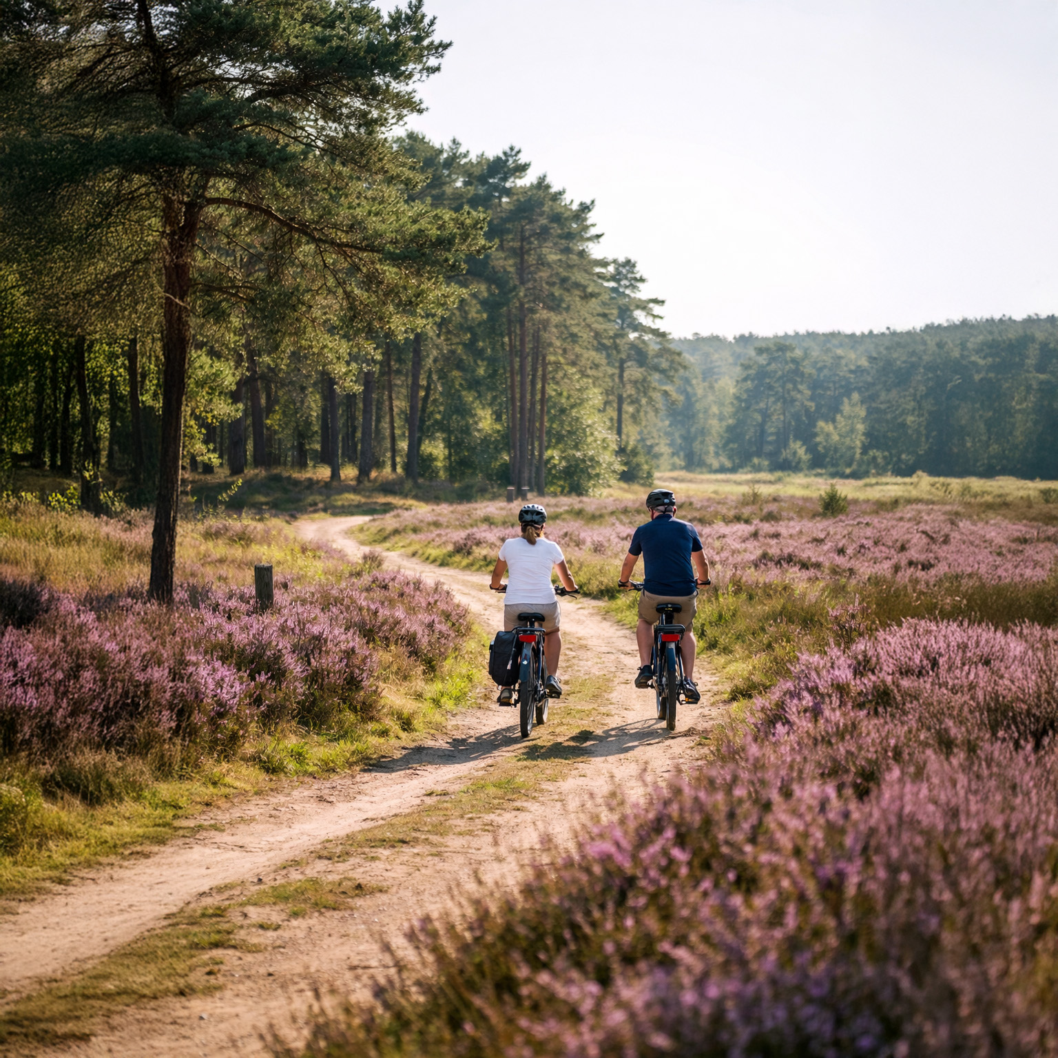 Rustig landschap met fietspad door natuur en groen in de Brabantse Kempen